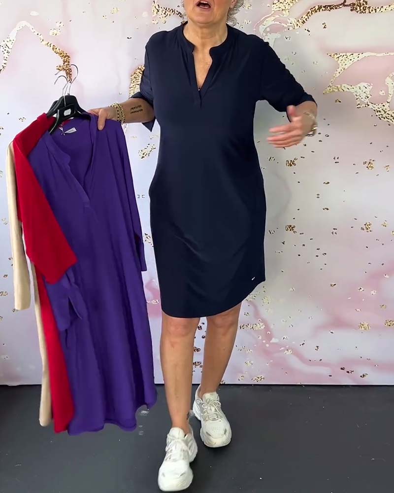 Marisse | Stylish Solid Dress with V-Neck
