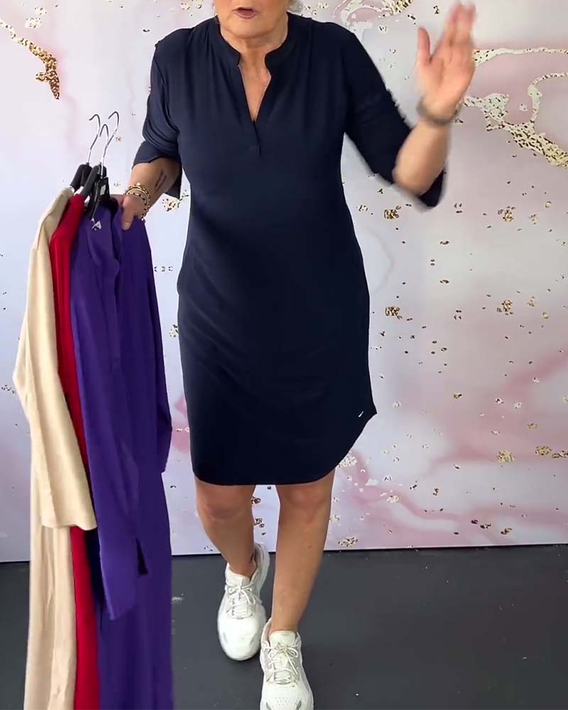 Marisse | Stylish Solid Dress with V-Neck