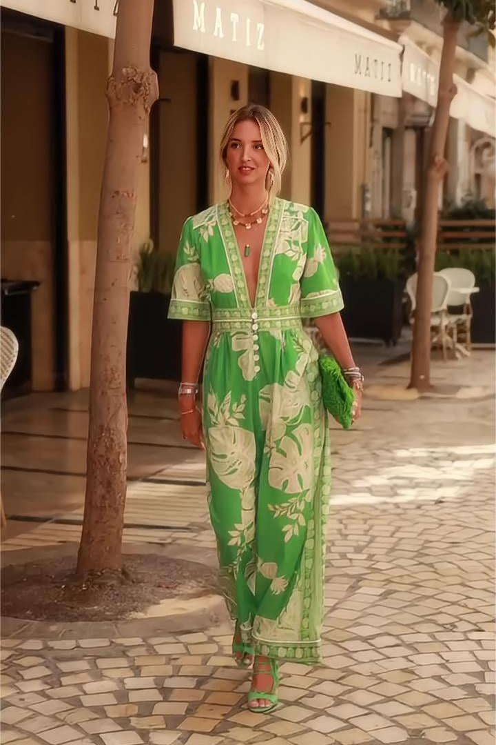 Leah | Tropical Jumpsuit