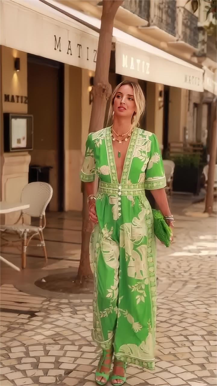 Leah | Tropical Jumpsuit
