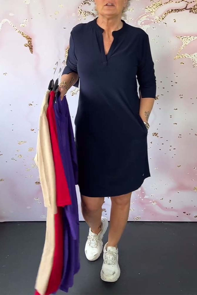 Marisse | Stylish Solid Dress with V-Neck