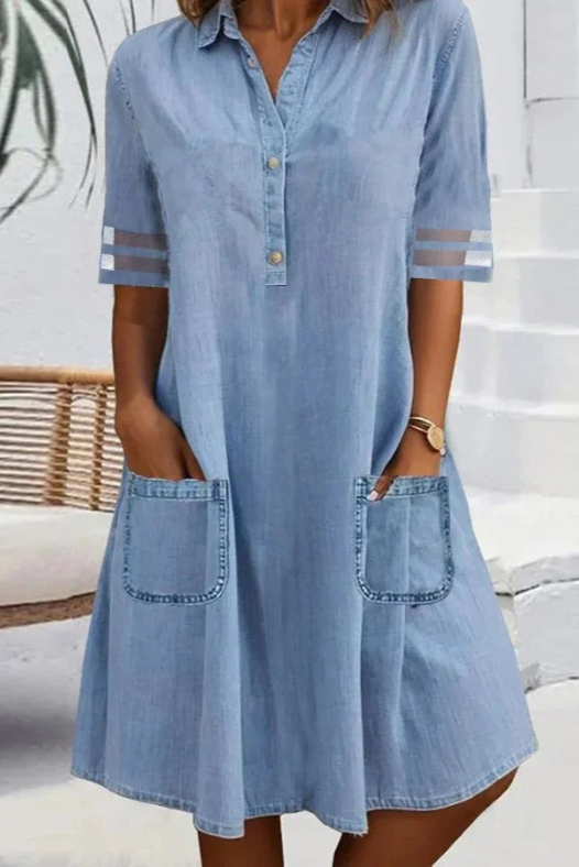 Jill | Denim Mini Dress with Side Pockets