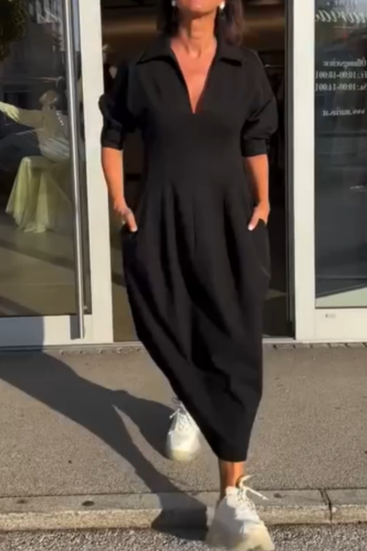 Midi-dress with V-neck
